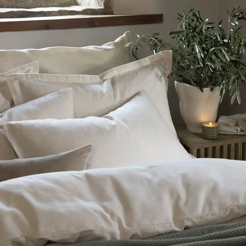 Christy Flannel Marl King Duvet Set Oat Christy