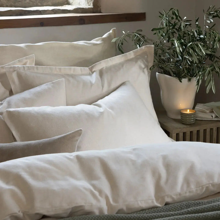 Christy Flannel Marl King Duvet Set Oat Christy