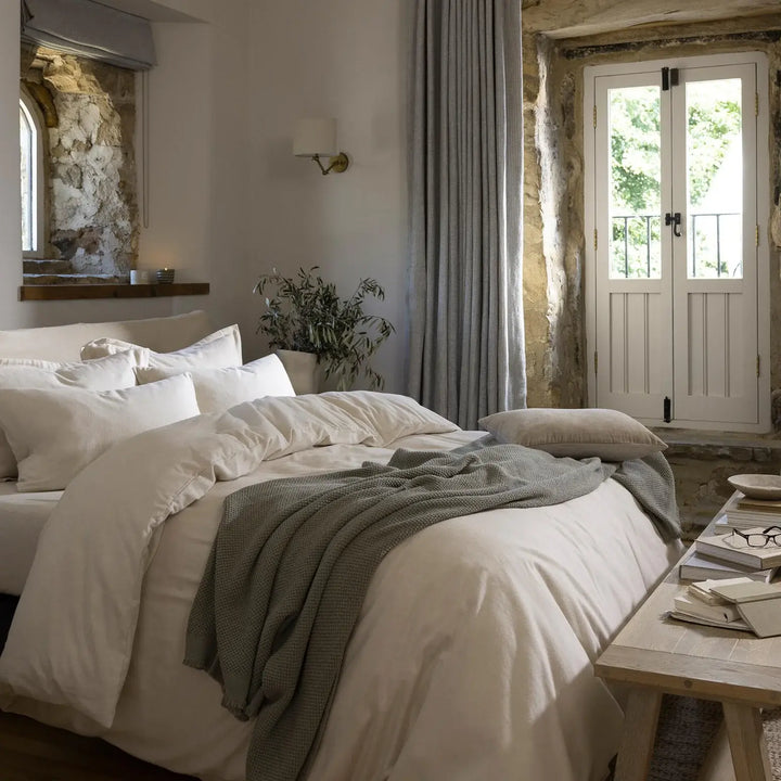 Christy Flannel Marl King Duvet Set Oat Christy