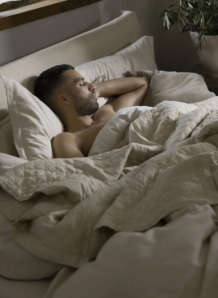 Christy Flannel Marl Super King Duvet Set Oat Christy