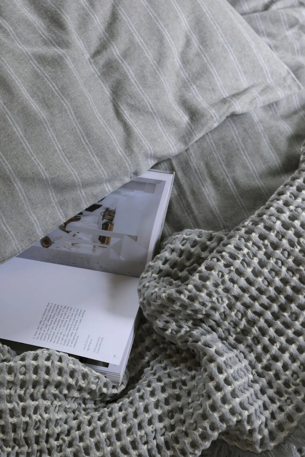 Christy Lisbon Throw 140 x 180cm – Grey Wool Cotton Waffle Throw Christy