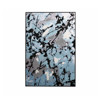 Framed Blue Black Grey Splash Abstract Canvas 82x122 Lina Home