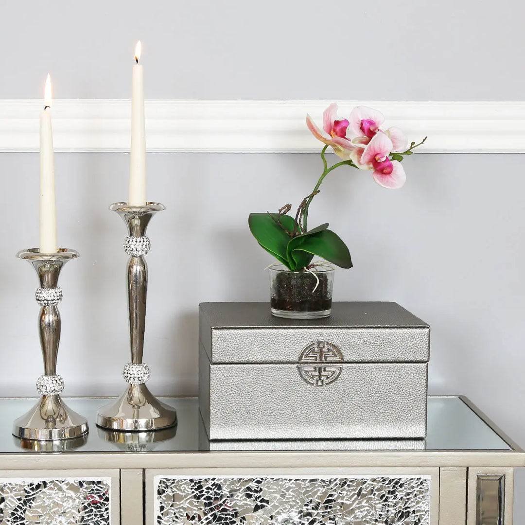 Set of 2 Grey Faux Leather Jewellery Boxes – Velvet-Lined Storage (Outlet) NJ Home Interiors