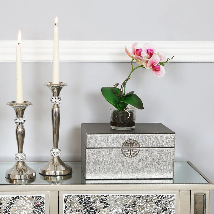 Set of 2 Grey Faux Leather Jewellery Boxes – Velvet-Lined Storage (Outlet) NJ Home Interiors