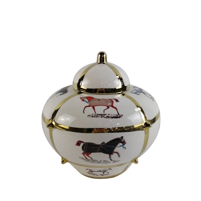 White with Horse Design 23.5cm Ginger Jar Lina Home