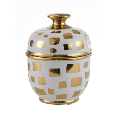 White & Gold Decorative 17.5cm Ceramic Ginger Jar Lina Home