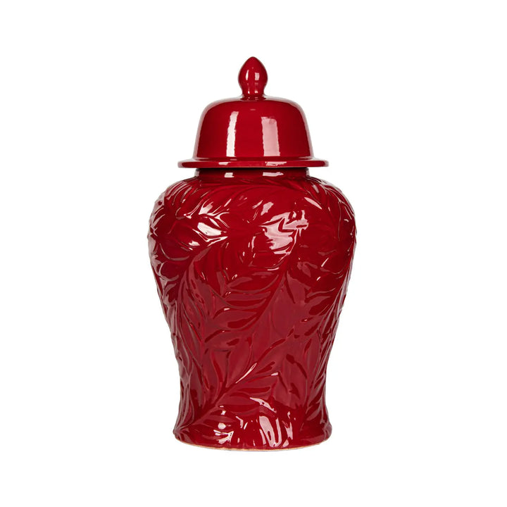 Red Carved Ceramic Ginger Jar – 46 cm Lina Home