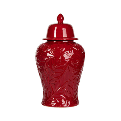 Red 46cm Carved Ceramic Ginger Jar Lina Home