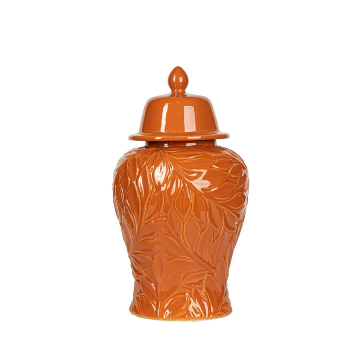 Orange Carved Ceramic Ginger Jar – 38 cm Lina Home