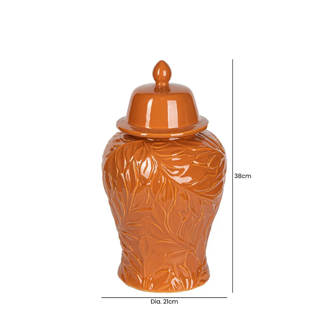 Orange Carved Ceramic Ginger Jar – 38 cm Lina Home
