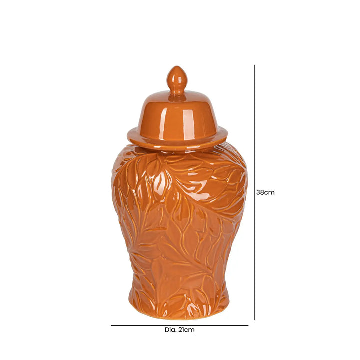 Orange Carved Ceramic Ginger Jar – 38 cm Lina Home