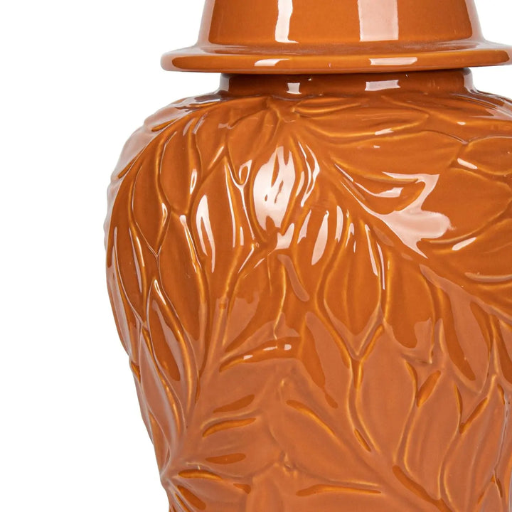 Orange Carved Ceramic Ginger Jar – 38 cm Lina Home