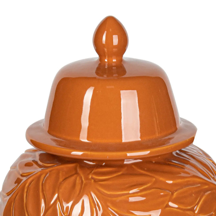 Orange Carved Ceramic Ginger Jar – 38 cm Lina Home
