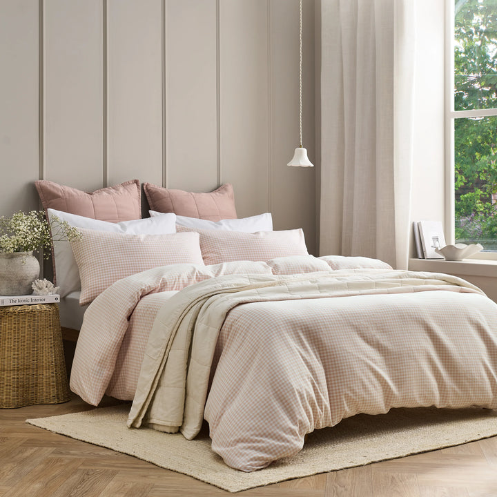 Christy Gingham Yarn Dye Duvet Set Pink