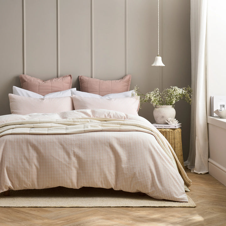 Christy Gingham Yarn Dye Duvet Set Pink