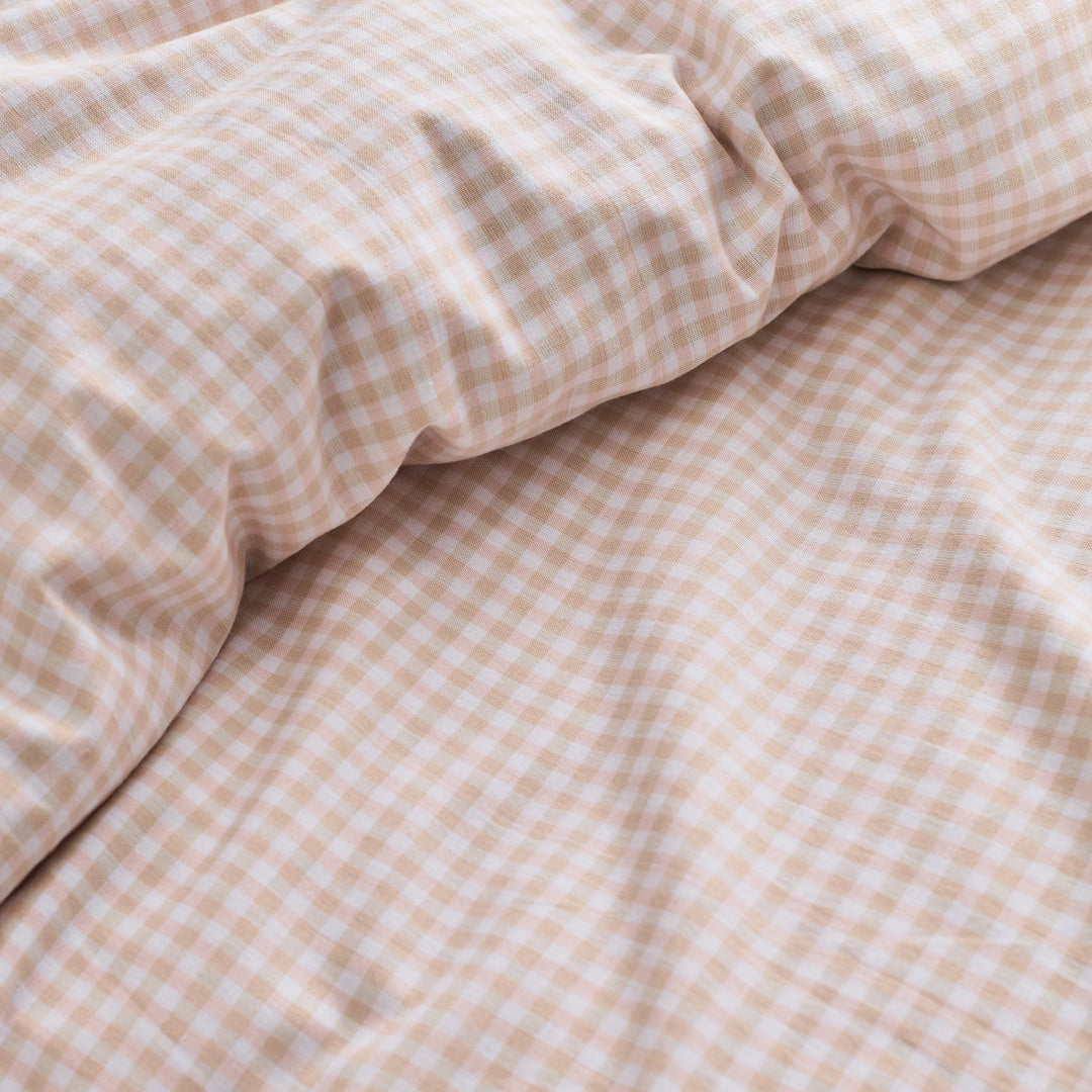 Christy Gingham Yarn Dye Duvet Set Pink
