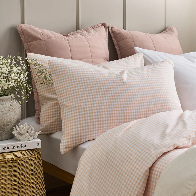 Christy Gingham Yarn Dye Duvet Set Pink