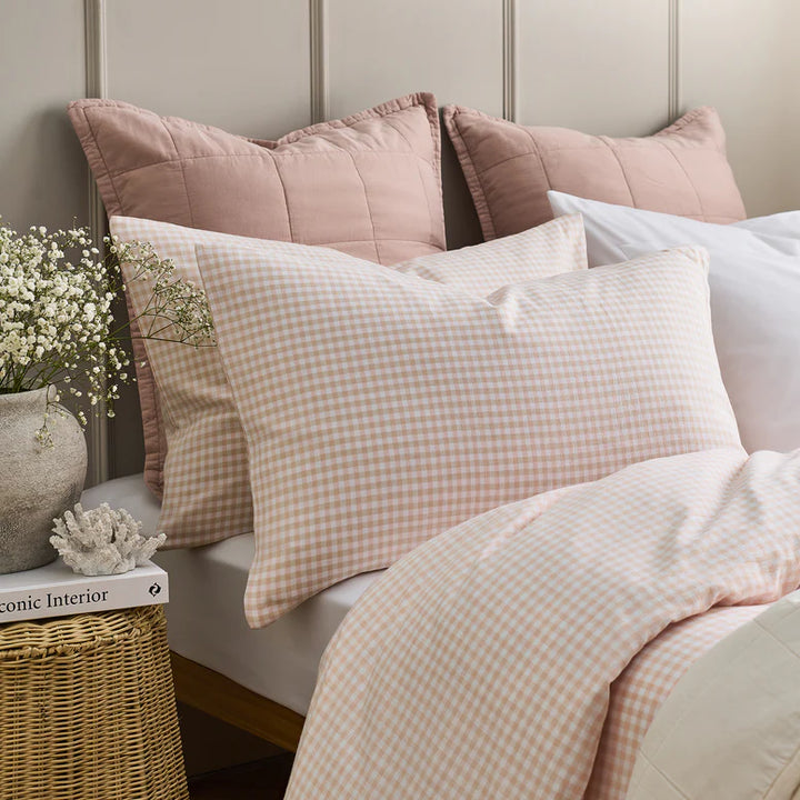 Christy Gingham Yarn Dye Duvet Set Pink