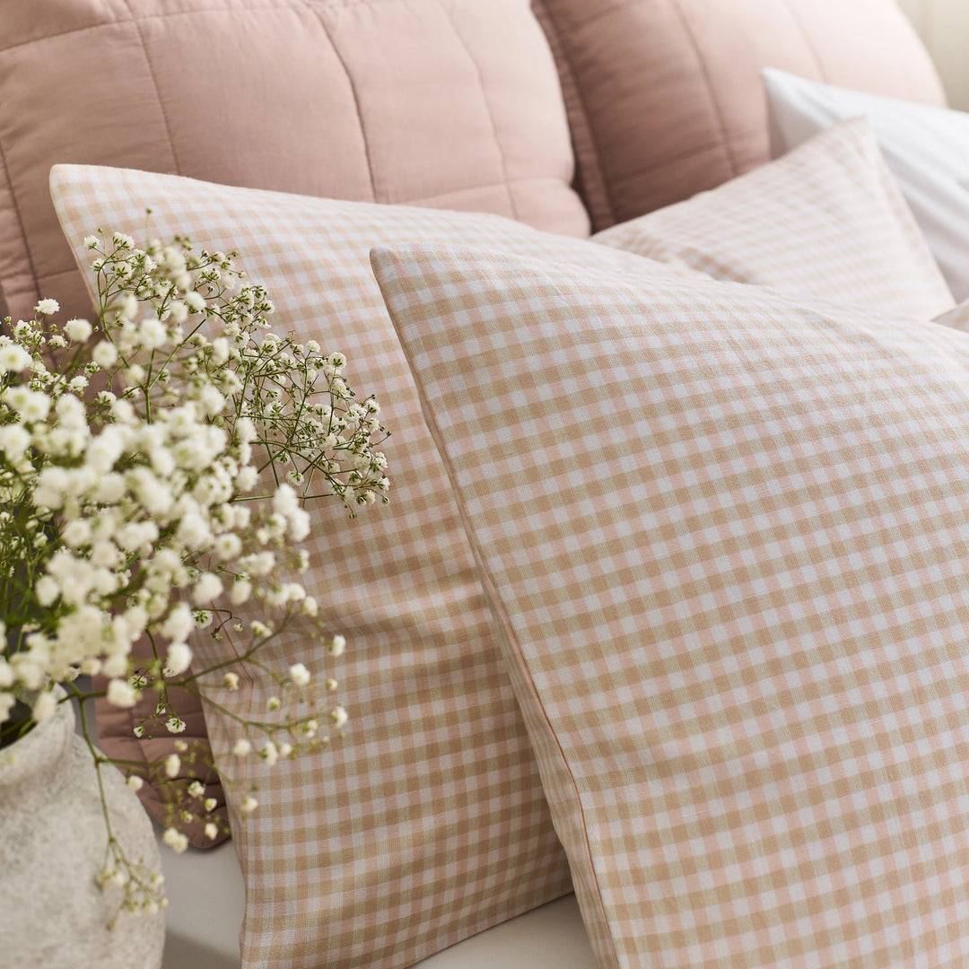 Christy Gingham Yarn Dye Duvet Set Pink