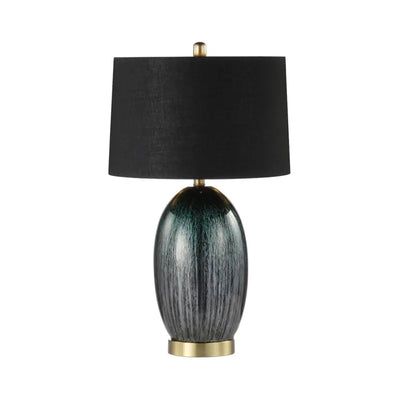 Green Glass with Black Linen Shade Table Lamp Lina Home