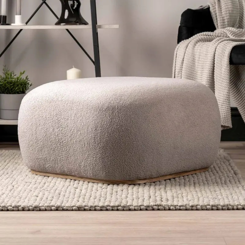Grey Boucle Ottoman Lina Home