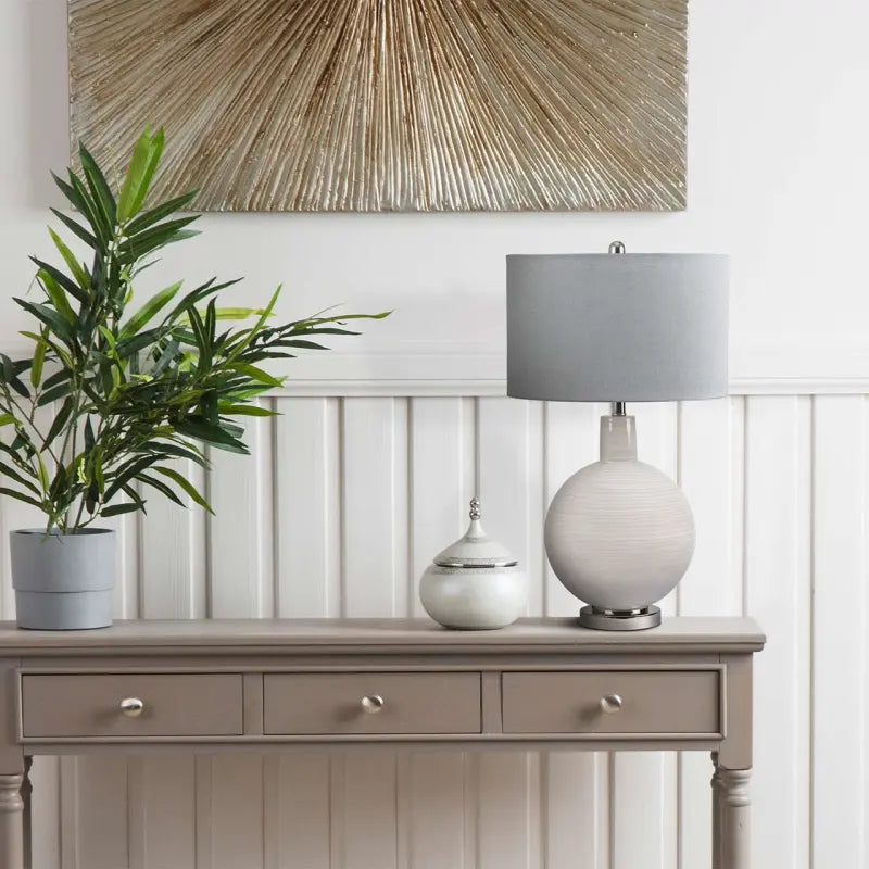 Grey Stripe Table Lamp with Grey Lina Home