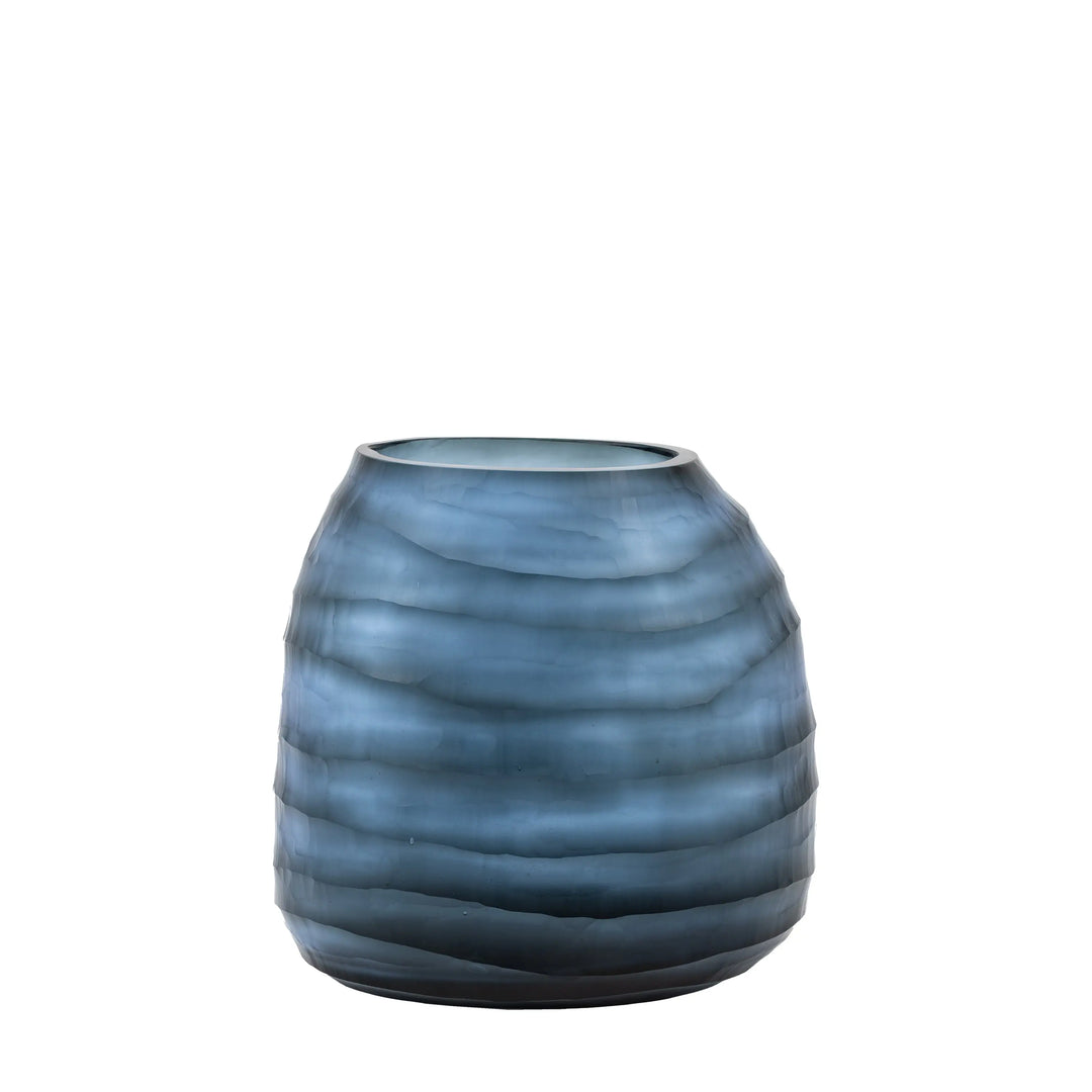 Serra Handblown Carved Glass Vase in Ink Gallery