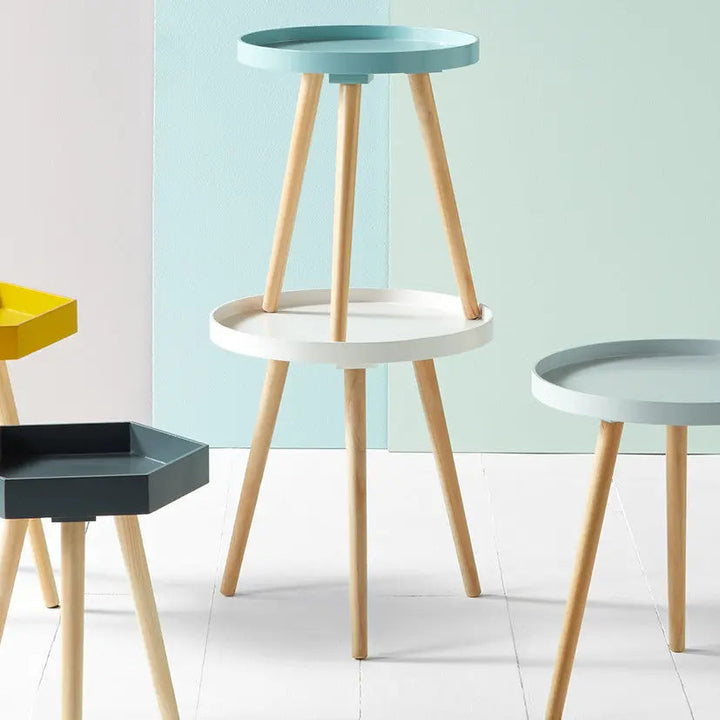 Halston Blush Wood Veneer and Natural Pine Wood Side Table   Nicholas John Interiors