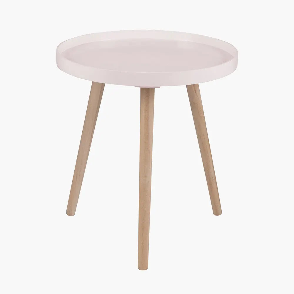Halston Blush Wood Veneer and Natural Pine Wood Side Table   Nicholas John Interiors