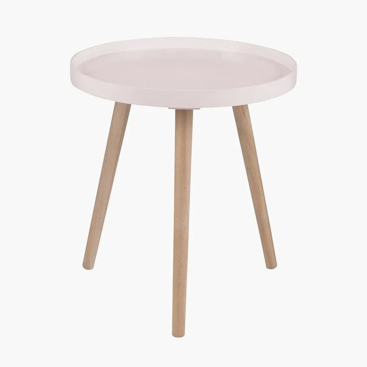 Halston Blush Wood Veneer and Natural Pine Wood Side Table   Nicholas John Interiors