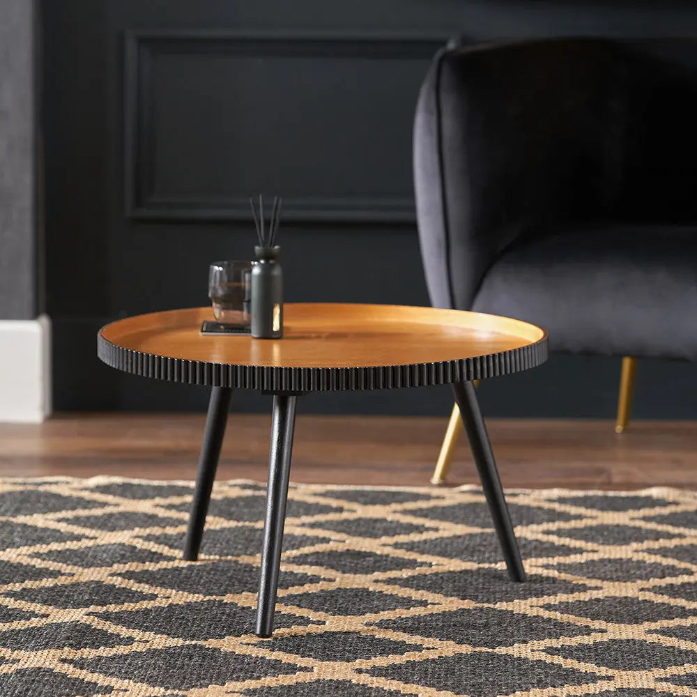 Hammond Natural and Black Pine Wood Coffee Table   Nicholas John Interiors