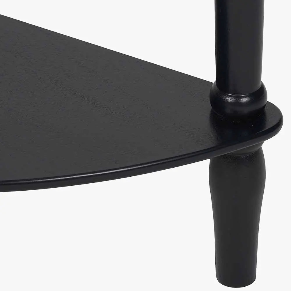 Heritage Black Pine Wood Half Moon Console Table   Nicholas John Interiors