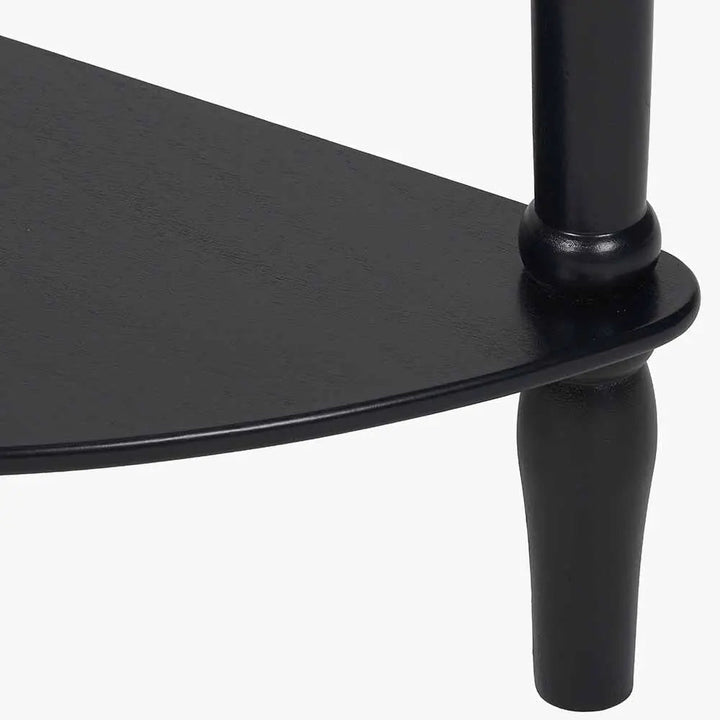 Heritage Black Pine Wood Half Moon Console Table   Nicholas John Interiors