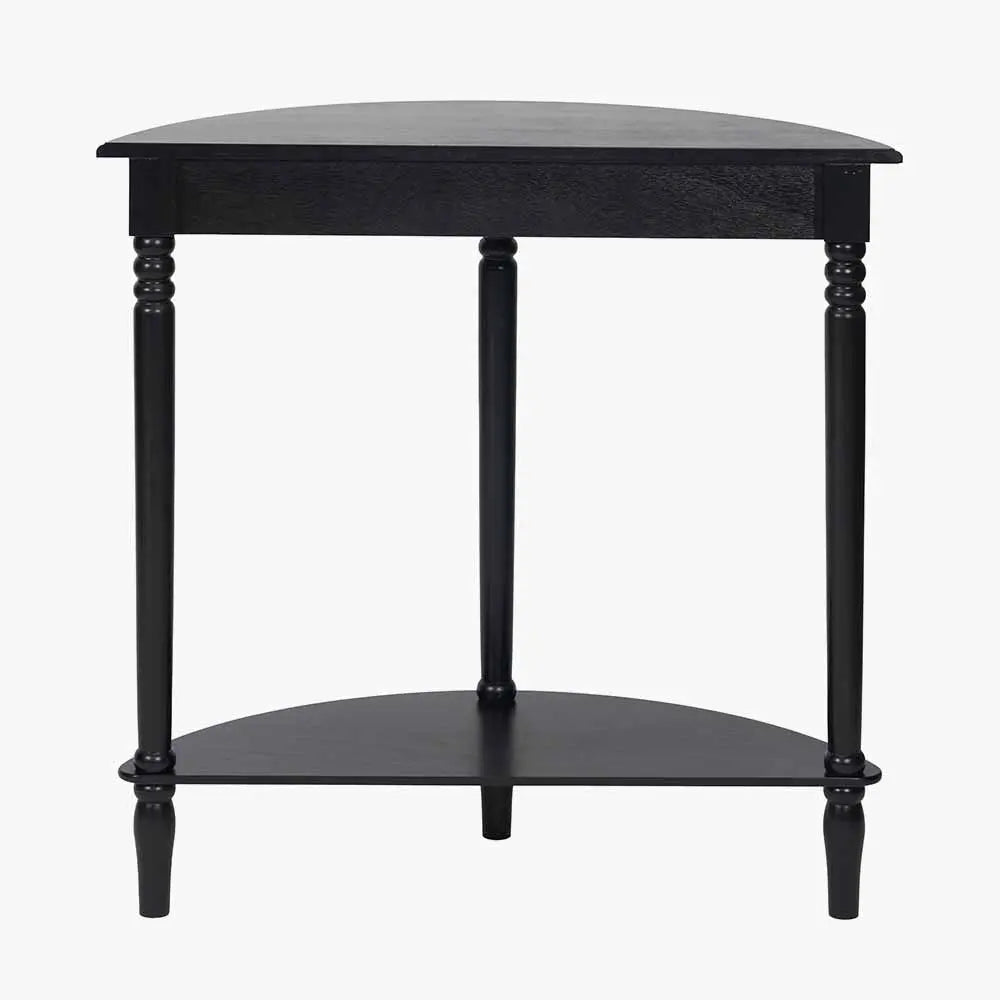 Heritage Black Pine Wood Half Moon Console Table   Nicholas John Interiors