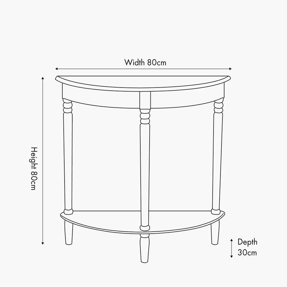 Heritage Black Pine Wood Half Moon Console Table   Nicholas John Interiors