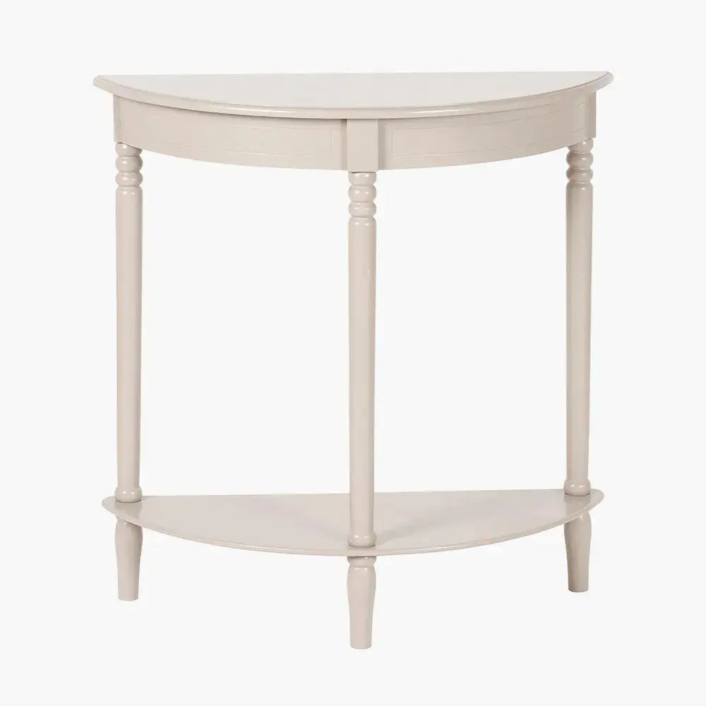 Heritage Putty Pine Wood Half Moon Console Table  Nicholas John Interiors