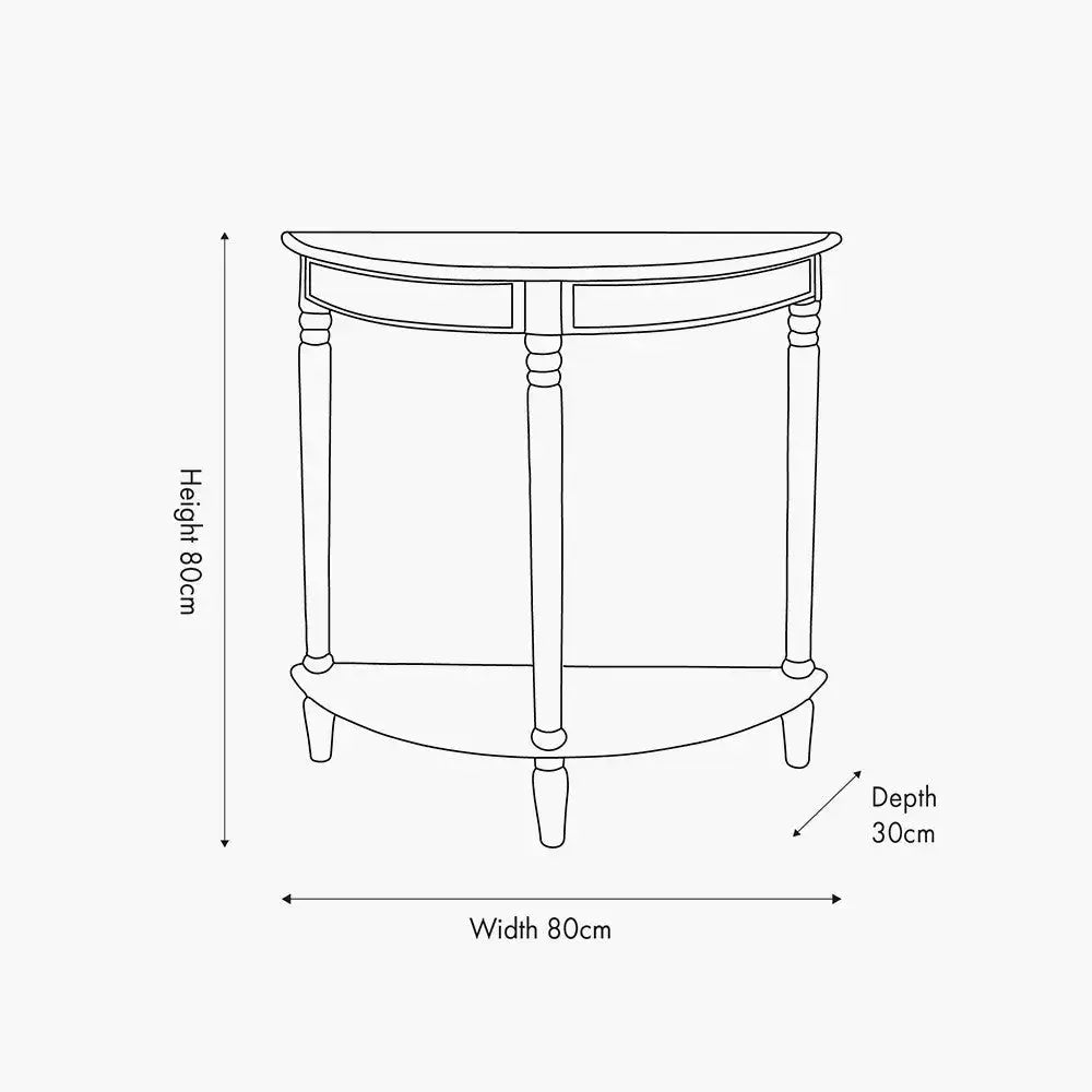Heritage Putty Pine Wood Half Moon Console Table  Nicholas John Interiors