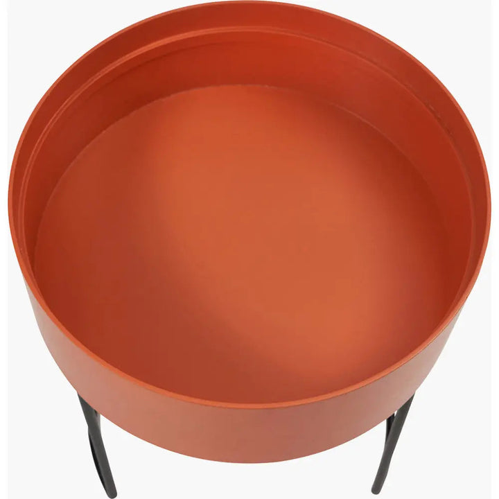 Hugo Tobacco Wood Veneer and Black Metal Storage Table   Nicholas John Interiors