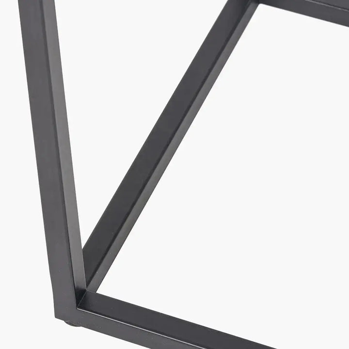 Kalani White Marble and Black Metal Tall Square Side Table   Nicholas John Interiors