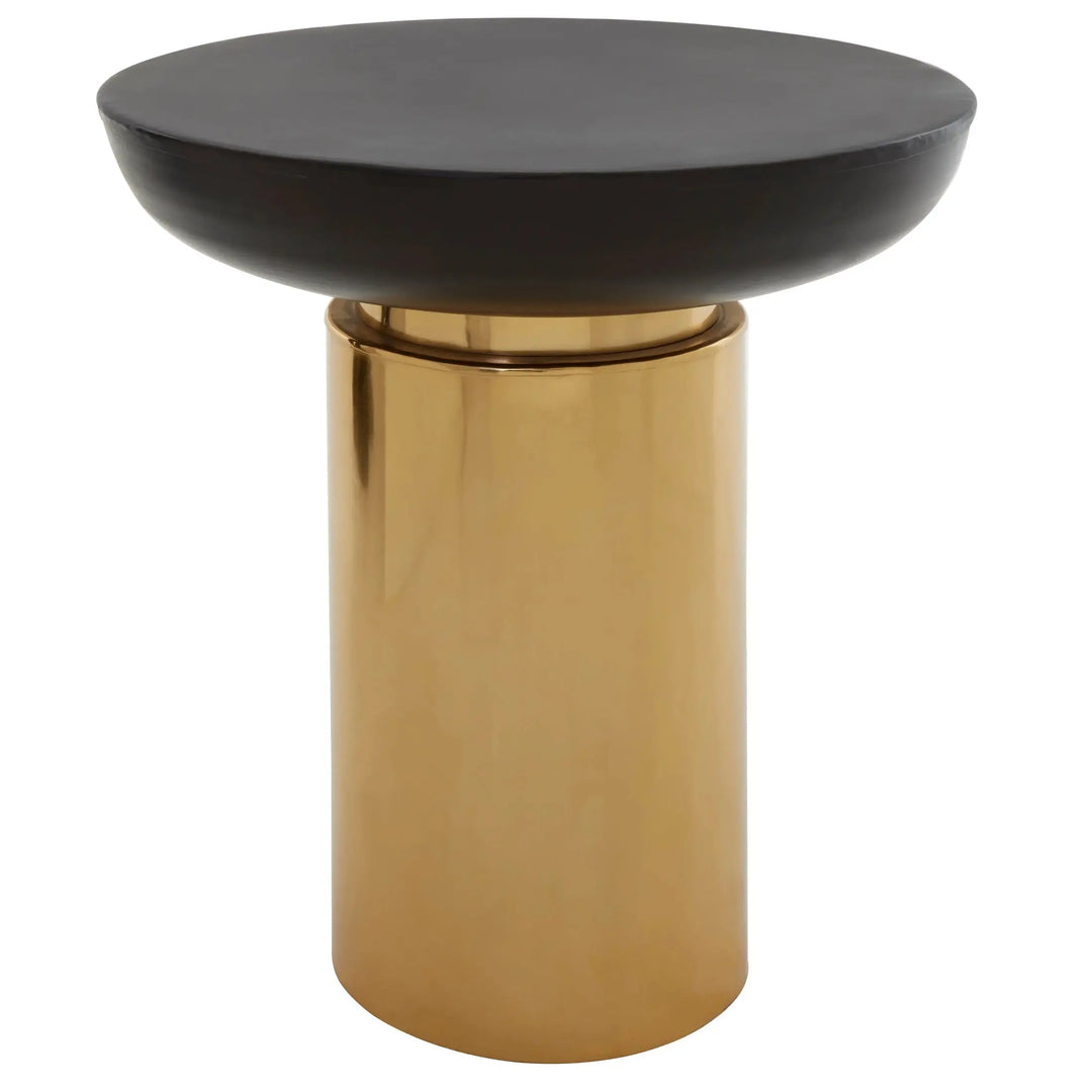 Kensington Townhouse Black and Gold Side Table with Column Base