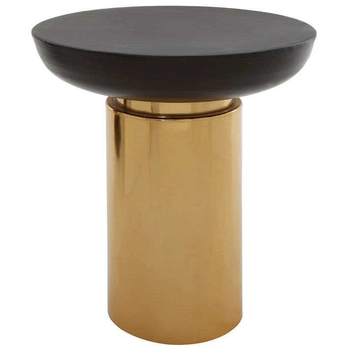 Kensington Townhouse Black and Gold Side Table with Column Base