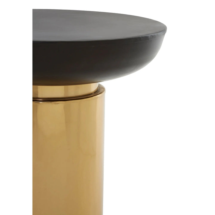 Kenswick Townhouse Black and Gold Side Table with Column Base  Nicholas John Interiors