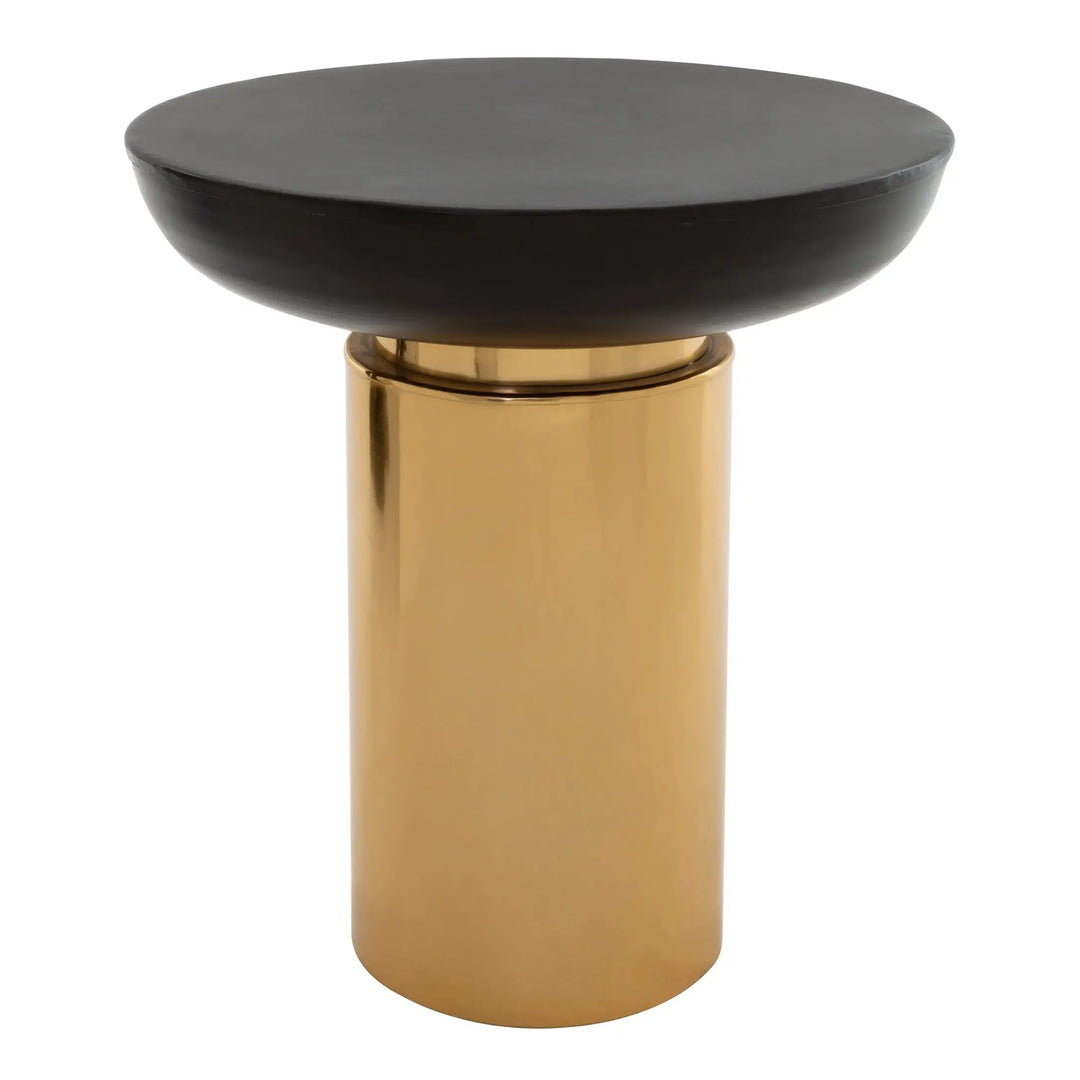 Kensington Townhouse Black and Gold Side Table with Column Base
