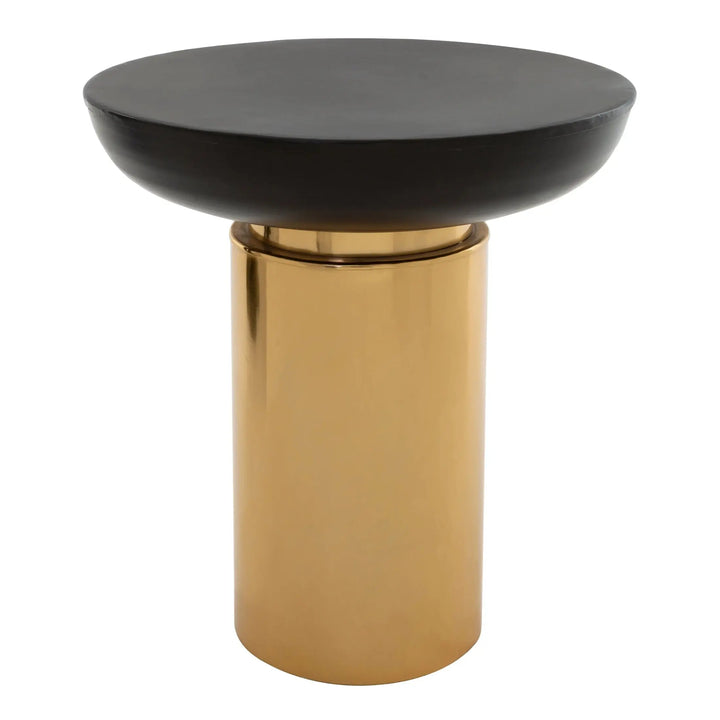 Kensington Townhouse Black and Gold Side Table with Column Base