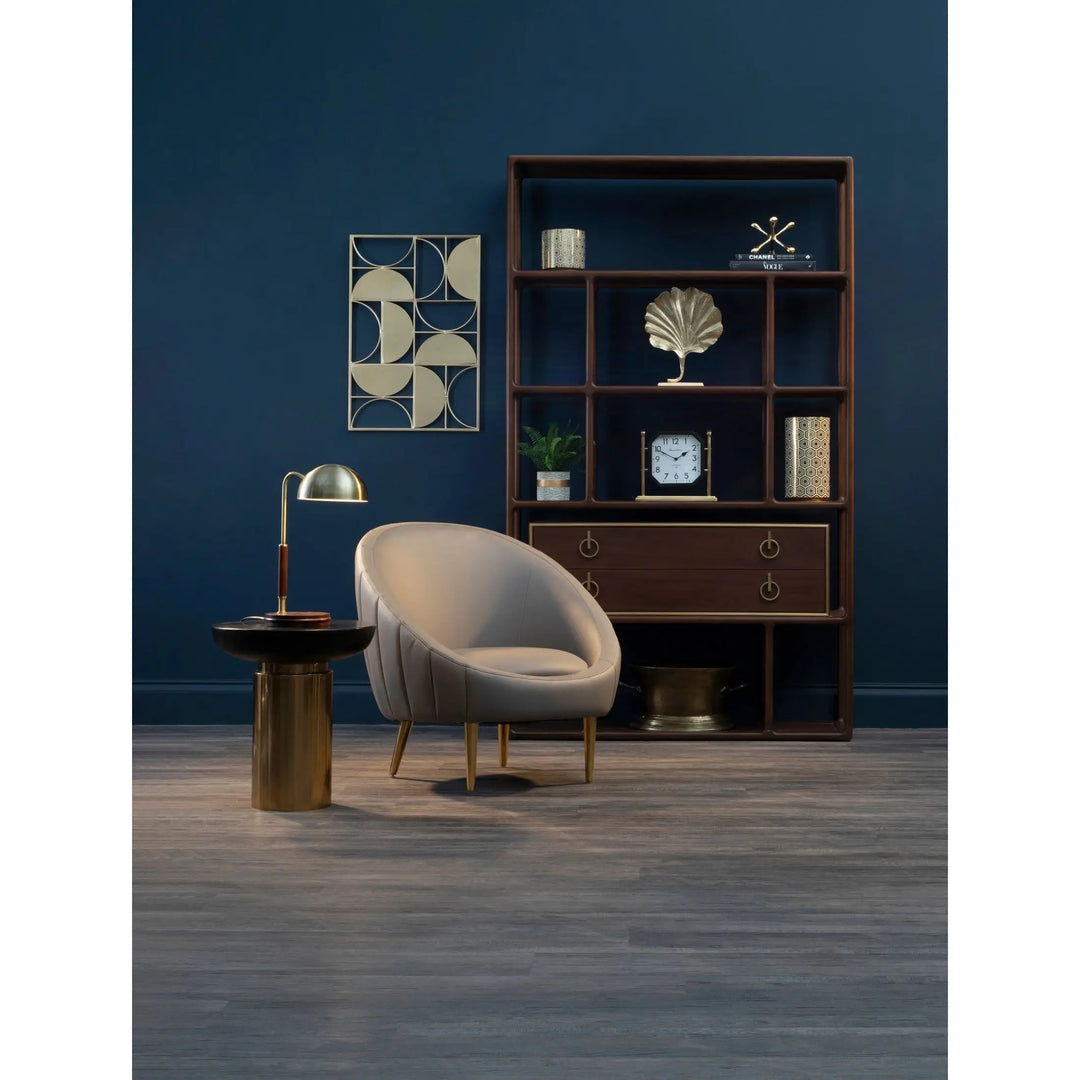 Kensington Townhouse Black and Gold Side Table with Column Base