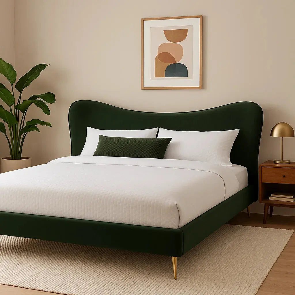 MADE.COM Kooper Super Kingsize Bed Frame - Laurel Green Velvet Fabric NJ HOME UCPMJ BSTAR 2 MAN