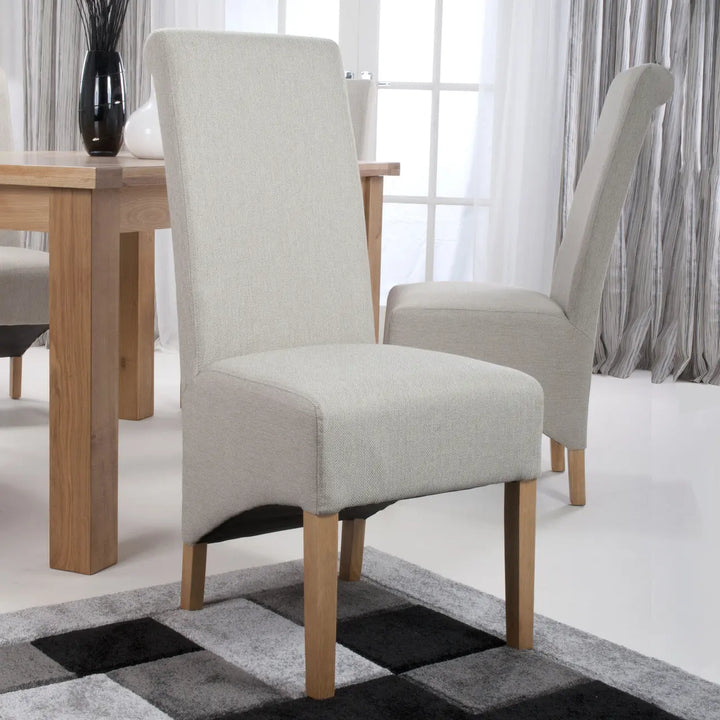 Kristara Roll Back Herringbone Plain Cappuccino Dining Chair Set of 2 NJ HOME SHANKAR BSTAR 1 MAN