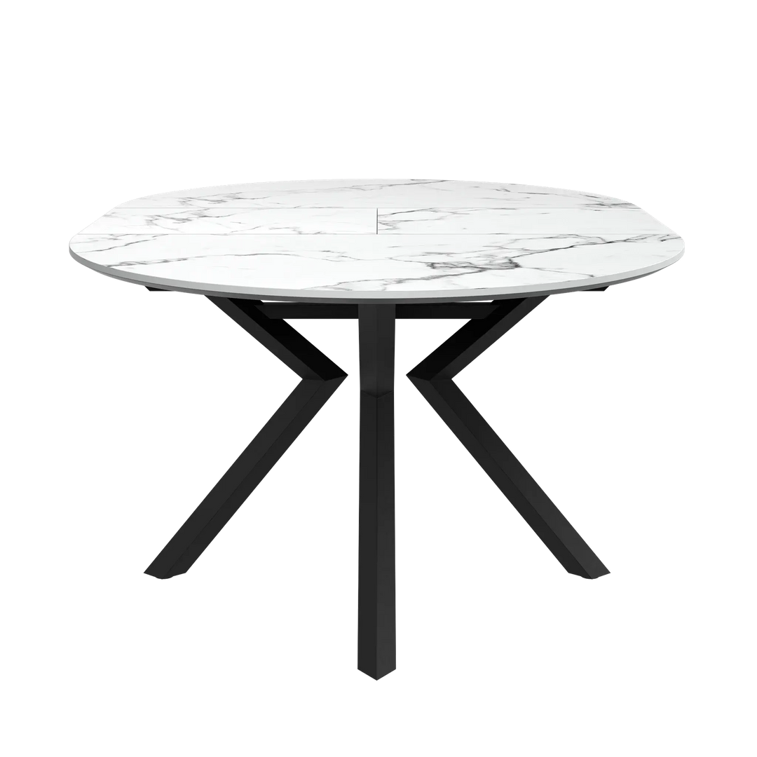 Lorenzi 120-160cm Extending White Ceramic Look Dining Table Torelli