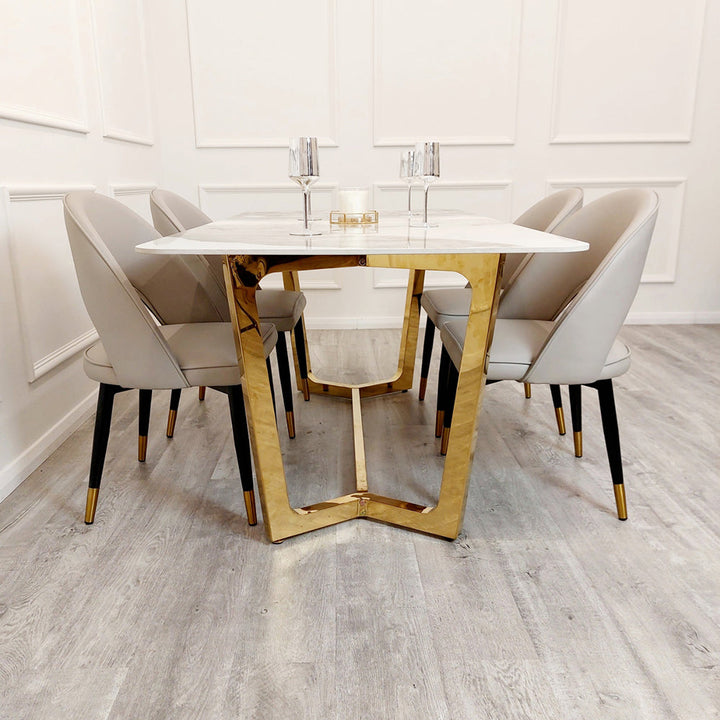 Lucien 180cm Gold Dining Table with Pandora Gold Sintered Stone Top Furnish 365 Limited