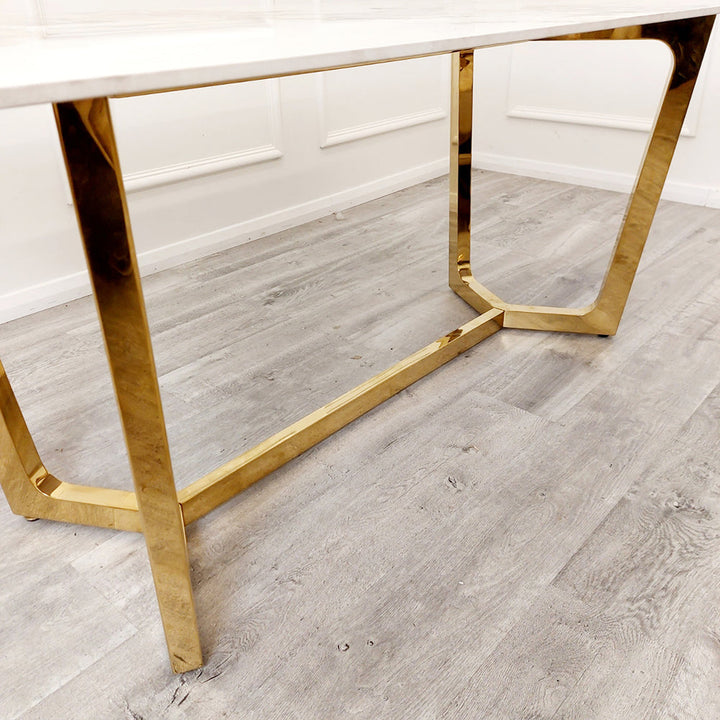 Lucien 180cm Gold Dining Table with Pandora Gold Sintered Stone Top Furnish 365 Limited